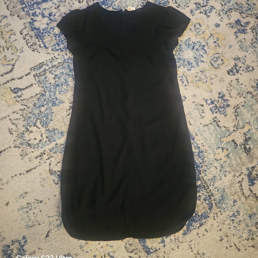 Womens sz S, Japna, little black elegant dress, full zipper hi-low bottom
